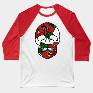 Roses Skull Baseball T-Shirt